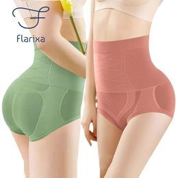 Flarixa High Waist Seamless Womens Flat Belly Panties Hip Lift Briefs Breathable Underwear Postpartum Shaper Slim Shaperwear 240420