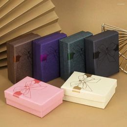 Jewelry Pouches Small For Girl Gift Case Square Engagement Bowknot Packaging Display Necklace Box Earrings Storage