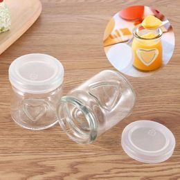 Storage Bottles 100ML/150ML High Temperature Resistant Pudding Jars Sub-bottling Bottle With Lid Yoghourt Cup Heart-shaped Glass