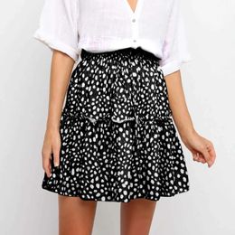 Skirts Fashion High Waist Polka Dot Print A-line Mini Skirt Summer Sexy Ruffles Swt Strtwear Casual Bohemian Skirts Female Bottoms Y240420