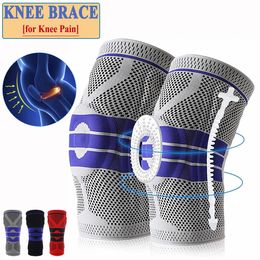 Knee Brace for Men Women Silicone Gel Spring Support Knee Pads Workout Meniscus Tear Joint Pain Relief Knee Compression Sleeve 240416