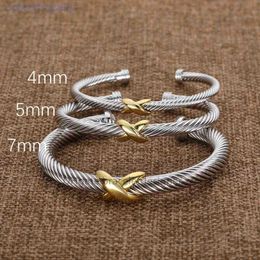 Designer Fashion Jewellery Twisted x Bracelet Gold Charm Sliver 925 Sterling Silver Bracelets Braided Cross Bangle Diamond Zircon Luxury Birthday Gift Fo