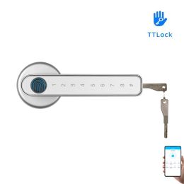 Control TTLock APP Phone Remote Control Smart Fingerprint Password Code Number Single Latch Lock With Key For Indoor Wooden Door Used