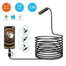 Webcams Auto Focus Hd1944p Endoscope for Cars Android Phone Type C 5mp Mini Sewer Inspection Camera 12mm Endoscopy Usb Borescope