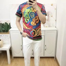 Luxury Fashion Print Top Male Short Sleeve T-shirt High Quality Slim Tee Shirt Homme Summer Tshirt For Men 240420