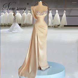 Party Dresses Luxury Crystals Evening Gowns Customised Women Beaded Dress For Weddings Dubai Arabic Satin Mermaid Prom Vestidos