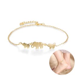 Strands Anklet 14K Gold Plated Girl Elephant Dainty Cute Tiny Adjustable Foot Bracelet Extremely Simple Beach Barefoot Ankle Strap