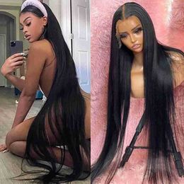Synthetic Wigs 30 40 Inch Peruvian hair Bone Straight Lace Front Human Hair Wigs 220%density 13x6 Lace Frontal Wigs for Women