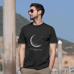 Men's T-Shirts Summer New Solid Colour Casual Short Slve Men T-Shirt Moon Letter Print T-shirt Hip Hop High Strt Korean Style Oversized T Y240420