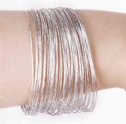 50pcs Bulk Fashion Silver Color Ultra Thin Hoop Bracelet Cuff Bangle Wristband26005765154