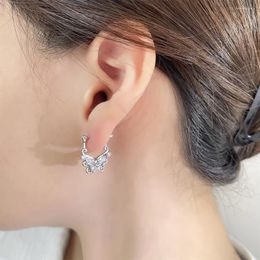 Hoop Earrings Hollow Inlaid Zirconia Butterfly For Women Cute Elf Design Versatile Fashion Jewellery Accessories Wholesale