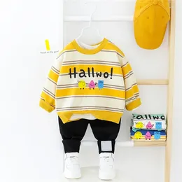 Clothing Sets Spring Baby Girls Boys Children Stripe T Shirt Pants Cartoon Kids Sportswear Toddler Infant Clothes Outfits