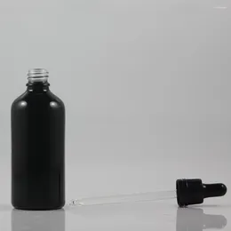 Storage Bottles Tamper-evident Devices Cap Glass 100ml Shiny Black Bottle Packaging Cosmetic Suitable