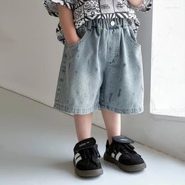 Trousers Children Shorts 2024 Summer Korean Style Paint Jeans Solid Color All Match Casual Pants Fashion Simple Clothes