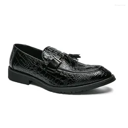 Dress Shoes Man Tassel Loafers Party Daily Fashion Wedding Leather Slip-on Crocodile Pattern Solid Colour Round Toe Casual