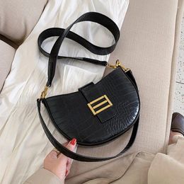 Bag Crossbody Bags For Women 2024 PU Over The Shoulder Designer Handbags Female Vintage Alligator Pattern Saddle Bolsos