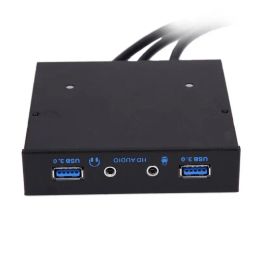 Cards 3.5inch 20Pin to 2 USB 3.0 USB2.0 Port HUB + HD Audio PC Floppy Expansion Front Panel Rack for Computer PC With 9PIN Audio Cable