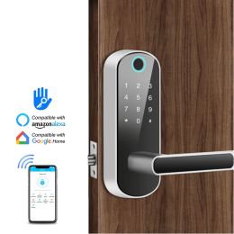 Control HotSale Apartment Keyless Wooden Door Wireless TTlock App Digital Smart Fingerprint Biometric Door Lock Passcode Code Lock