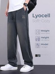 Men's Pants Men Clothing Summer Thin Lyocell Soft Loose Wide Elastic Waist Casual Vintage Trousers Male Plus Size 5XL