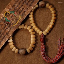 Strand Natural Bone Beads Bracelet Men's Hand Toy Women's Jadified Yellow Material