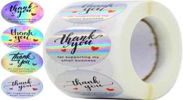 500pcs Rainbow Holo Thank You Stickers 4 Designs Holographic For Supporting My Small Business Gift Labels Wrap273S273W3154351