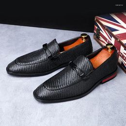 Dress Shoes Oxford For Men Italian Business Leather Woven Elegant Formal Flats Designer Office Footwear