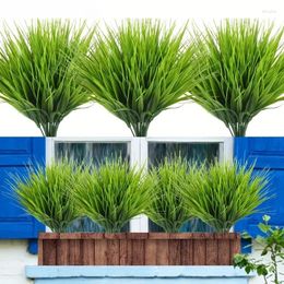 Decorative Flowers Bundles Artificial Grasses Outdoor UV Resistant Fake No Fade Faux Plastic Plants Garden Porch Window Box Decorating