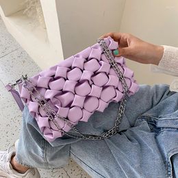 Bag Women Purses And Handbags Luxury Clutches Shoulder Bags For 2024 Designer Leather Knitting Crossbody Metal Chain