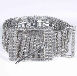 Hitie High Quality Rhinestones Belt for Women Female Luxury Silver Crystal Diamond Waist Chain Wedding Belt Pin Metal Buckle Q0621140035