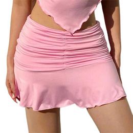 Skirts Xingqing Pleated Mini Skirt y2k Aesthetic Clothes Women Solid Color High Waist Short Skirt 2000s Korean Fashion Skirt Strtwear Y240420