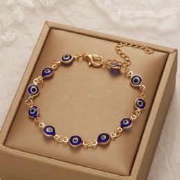 Chain Turkish Blue Evil Eye Bracelet for Women Men Colourful Red Blue Turkey Eye Adjustable Metal Bead Bangles Lucky Wealth Jewellery Y240420