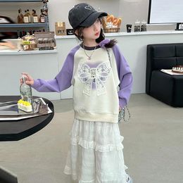 Clothing Sets Girls' Spring Dress 2024 Korean Edition Fashionable Bow Sweetheart Net Red Cake Skirt Set