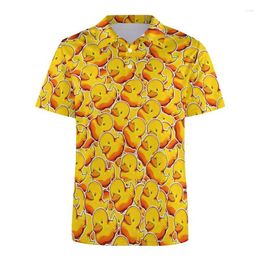 Men's Polos Cartoon Ducks Pattern Polo Shirt For Men Children Summer 3D Print Animal Short Sleeves T-shirt Button Loose Lapel T Shirts