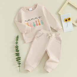 Clothing Sets Mama S Ie Baby Boys Girls Clothes Set Long Sleeve Letter Print Sweatshirt Jogger Pants 2Pcs Infant Spring Outfits