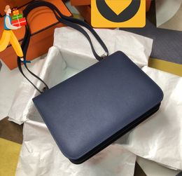 designer purse 23cm totes brand handbag women shoulder bag handmade quality with wax line stitching epsome leather blue black colors fast delivery