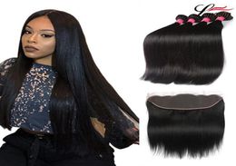 Brazilian Virgin Hair Straight with lace Frontal 4Pcs Lace Frontal Closure Body Wave With Bundles Brazilian Body Wave Virgin Hair 7840998