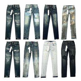 Motocicleta ksubi jeans designer masculino calça calças roxas jeans ksubi high street purple retro tinta spot slim pés micro jeans jeans hiphop zipper hole p rph xd7k