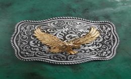 Floral Flower Golden Fly Eagle Cowboy Belt Buckle Metal Mens Jeans Belt Head For 4cm Wide Belts2876917