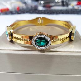 Bangle 304 Stainless Steel Mother Emerald Bevel Blade Luxury Trend Buckle Ladies Bracelet Fete Des Meres Cadeau Femme Bijoux