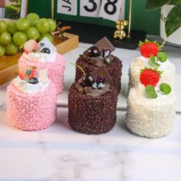 Decorative Flowers 1Pcs Simulation Of Black Forest Cake Model Ornaments Ins Soft Food Pography Props Exhibition Window Decoration Dessert