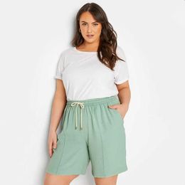 Frauen Shorts Plus Size Elastic Drawess Taille Taille Casual Shorts Frauen Tasche Seite Lose Sportshorts großer Größe 6xl 7xl 8xl Y240420