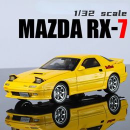 132 Initial D RX7 Alloy Diecast Toy Car Models with Sound Light Scale Model Car Toys for Kids Birthday Collectible Gifts 240409