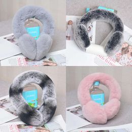 Rex Real Rabbit Fur Earmuffs Woman Earmuff Christmas Gift Plush Earflap Winter Warm Unisex 240108