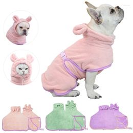 Dog Apparel Super Absorbent Bathrobe Microfiber Pet Drying Coat Clothes Cute Hooded For Large Medium Small Dogs Cats Fast Dry Towel