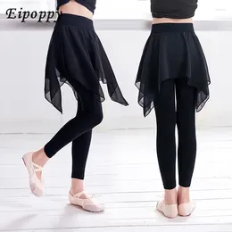 Stage Wear Girls Ballet Dance Pants Modal Gymnastics Practicing Leggings Fitness Lyrical Chiffon Skirts For Children