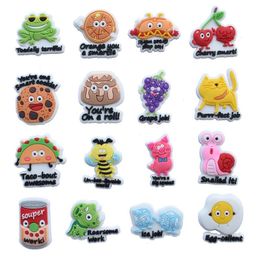 Anime charms wholesale childhood memories animal fruit cookies funny gift cartoon charms shoe accessories pvc decoration buckle soft