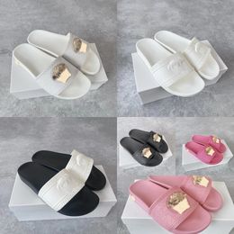 2024 with box dust bag Luxury Designer Slide Slippers Summer sandals Men Flat Flip Flops Leather Lady Women Fashion Classic Shoes Ladies Eur 35-45