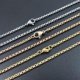 Chains Necklace Women Stainless Steel Long Men Fashion Rose Gold Chain Pearl Jewelry On The Neck Whole249i