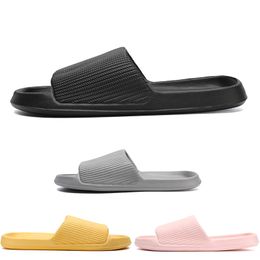 Free Shipping Men Women Slippers Shoes Flat Soft Solid Pink Yellow Grey Black Slippers Slides Mens Summer Shoes GAI