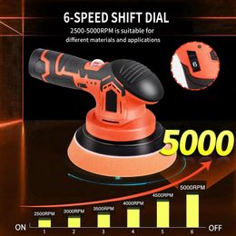 2000-5000RPM Cordless Car Polisher Wireless Car Polishing Machine Electric Auto Polishing Wax Tool Noiseless 6 Variable Speeds 240409